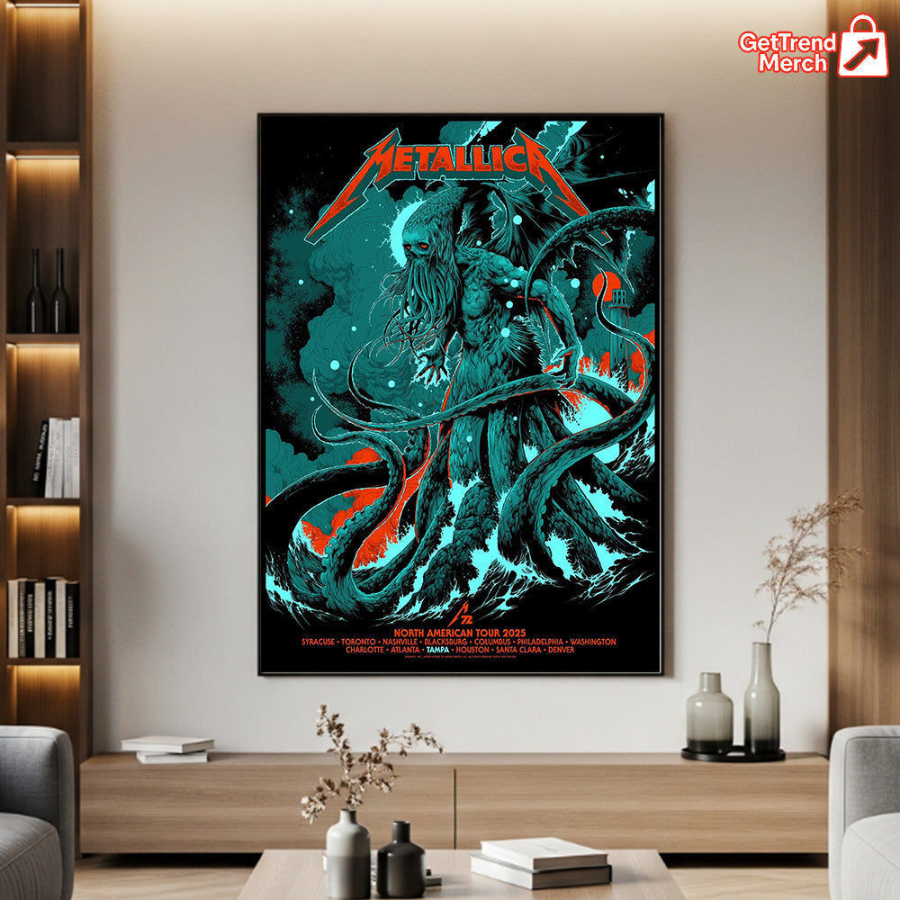 Metallica M72 Tour 2025 Canvas Poster – Tonight In Tampa Setlist Wall Art by Ken Taylor - Get Trend Merch