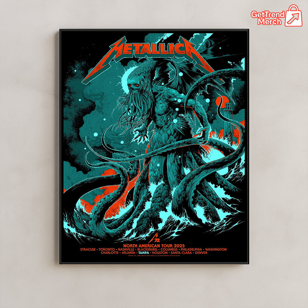 Metallica M72 Tour 2025 Canvas Poster – Tonight In Tampa Setlist Wall Art by Ken Taylor