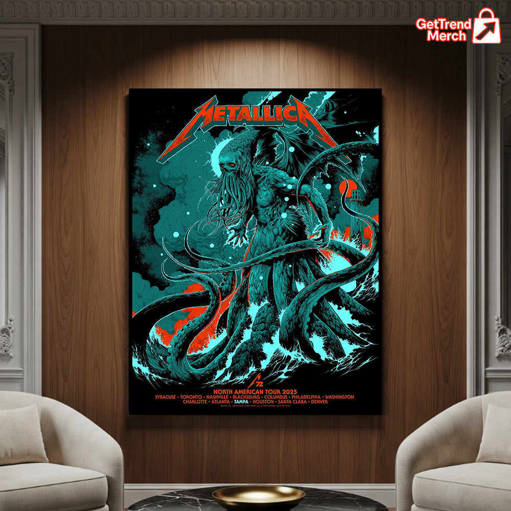 Metallica M72 Tour 2025 Canvas Poster – Tonight In Tampa Setlist Wall Art by Ken Taylor - Get Trend Merch