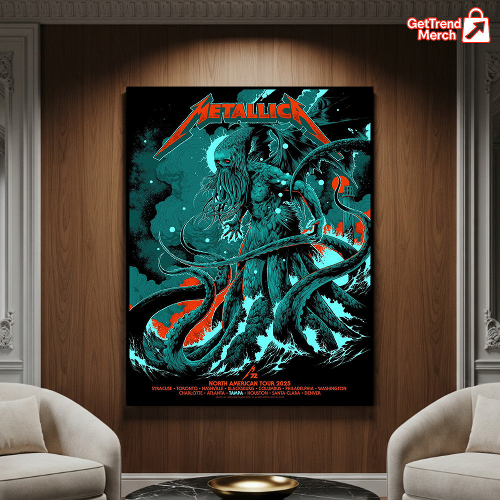 Metallica M72 Tour 2025 Canvas Poster – Tonight In Tampa Setlist Wall Art by Ken Taylor - Get Trend Merch