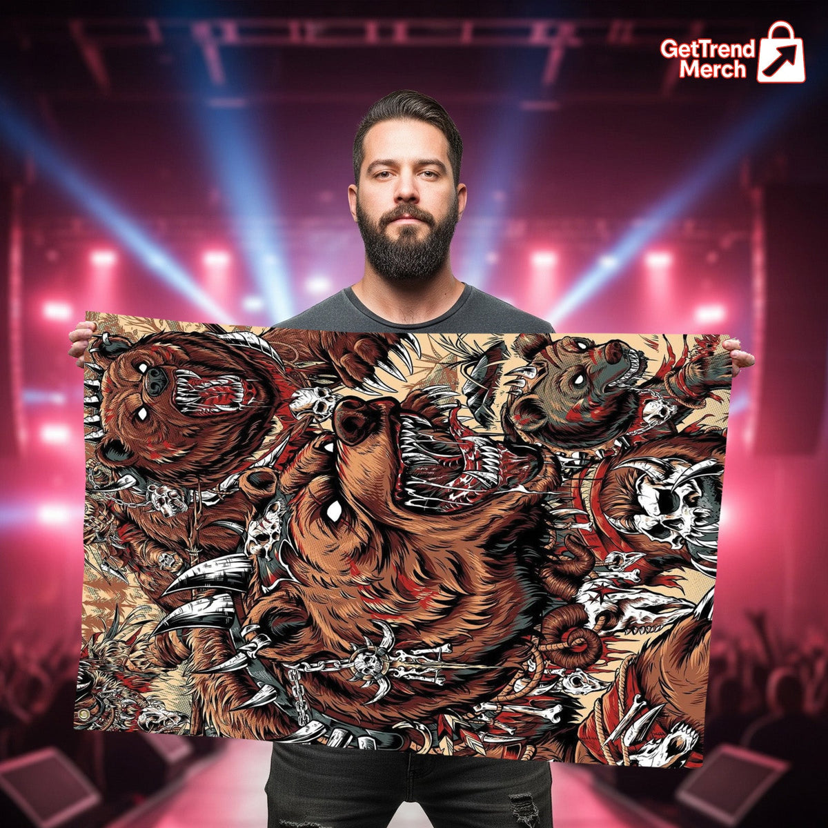 Metallica M72 Tour 2025 Denver Flag – Battle Grizzly Bear Design, June 27 Empower Field Limited Edition by JML2Art