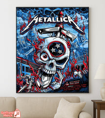 Metallica M72 Tour 2025 Nashville Poster – Skull & Hammer Artwork Concert Print, Tennessee Show Tribute