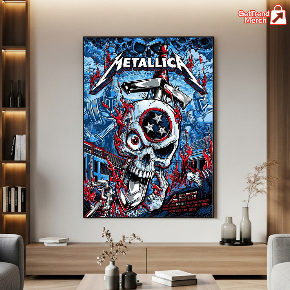 Metallica M72 Tour 2025 Nashville Poster – Skull & Hammer Artwork Concert Print, Tennessee Show Tribute - Get Trend Merch