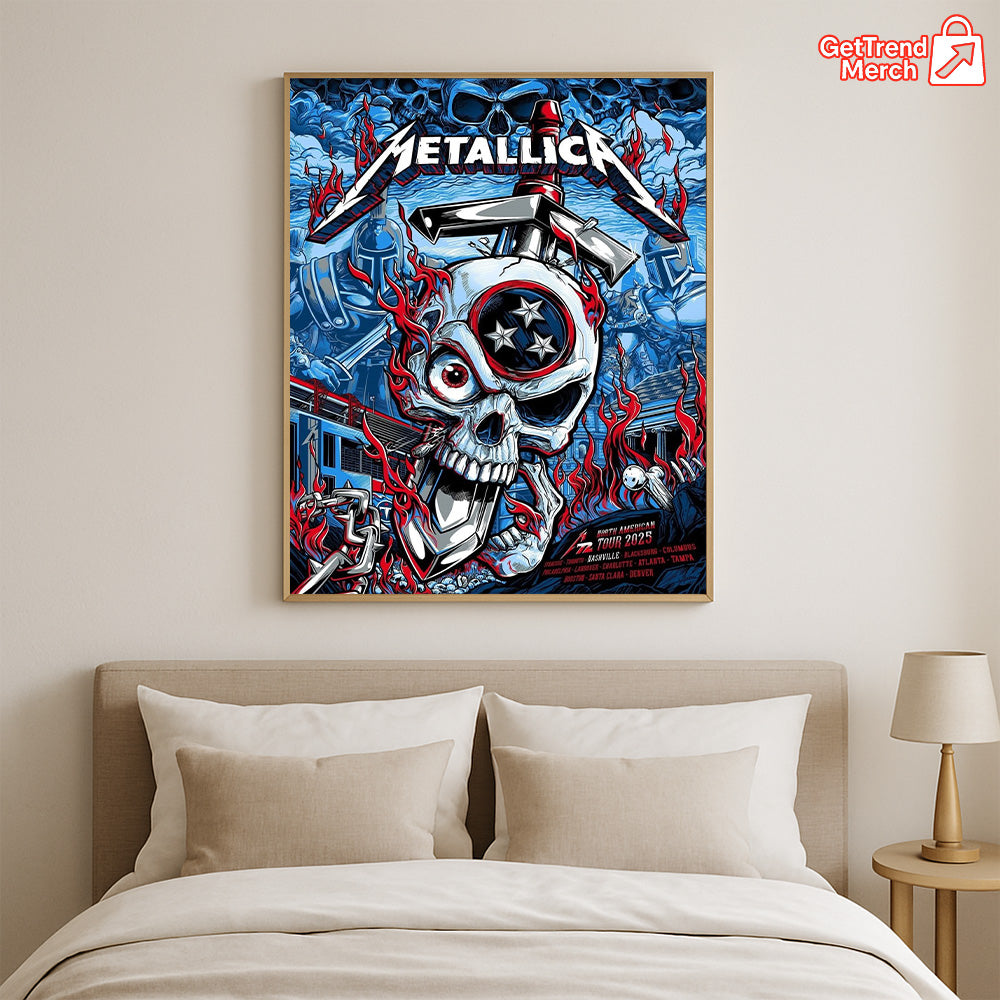 Metallica M72 Tour 2025 Nashville Poster – Skull & Hammer Artwork Concert Print, Tennessee Show Tribute - Get Trend Merch