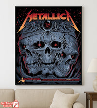 Metallica M72 Tour 2025 North America Skull Spider Poster – 3 Skulls & Black Widow Art Print Featuring All Cities - Get Trend Merch