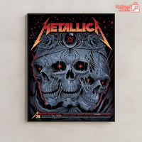 Metallica M72 Tour 2025 North America Skull Spider Poster – 3 Skulls & Black Widow Art Print Featuring All Cities - Get Trend Merch