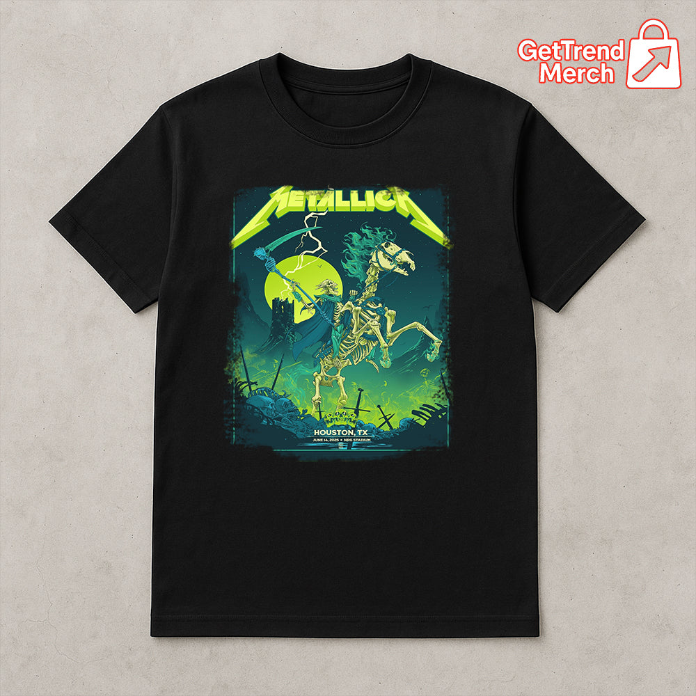 Metallica M72 Tour 2025 T-Shirt – June 14 “Tonight in Houston” Concert Tee, NRG Stadium