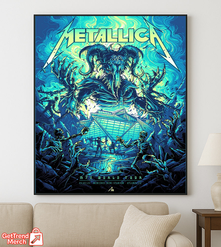 Metallica M72 Tour Atlanta Canvas Poster – June 3, 2025 “Tonight in Atlanta” Setlist Wall Art, Mercedes-Benz Stadium