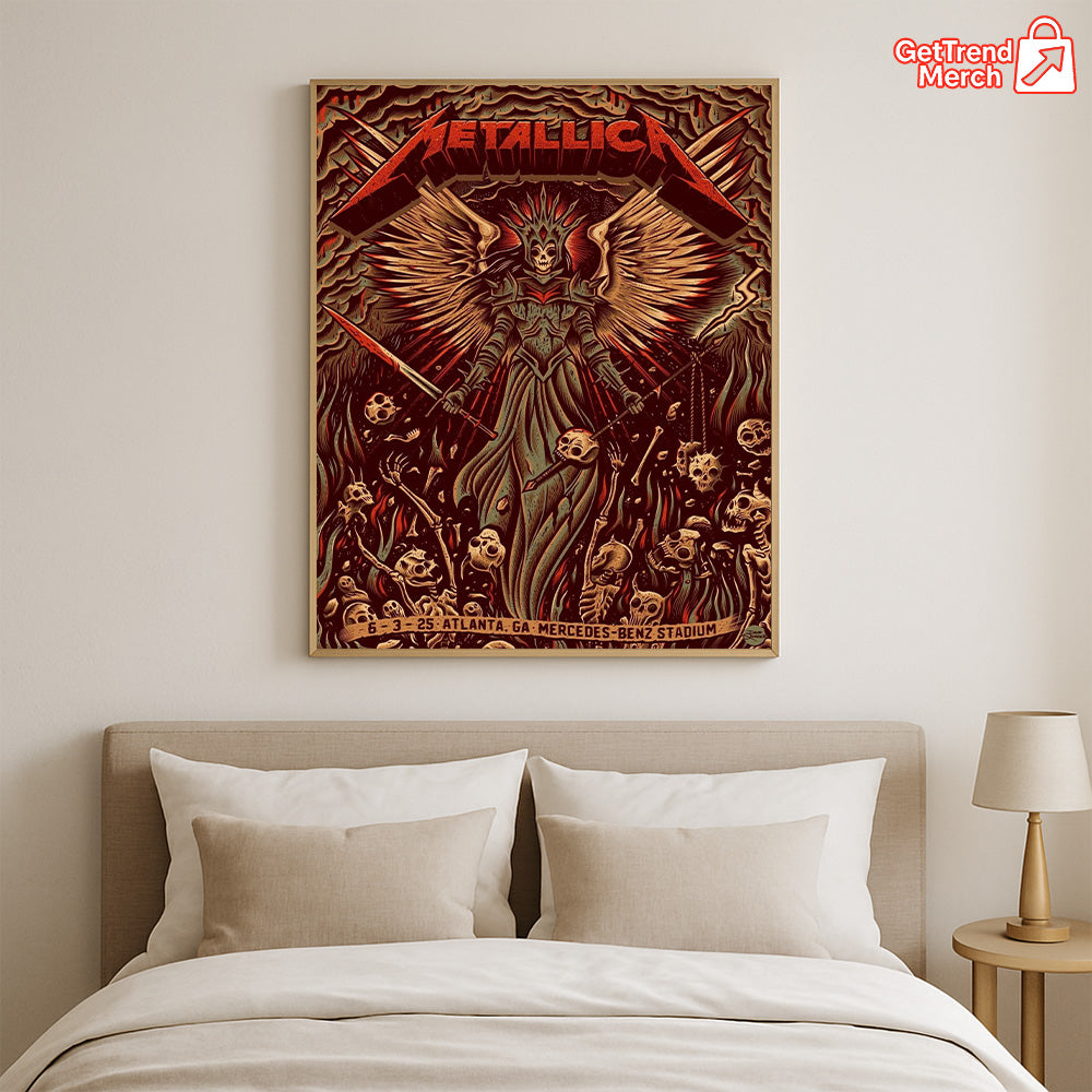 Metallica M72 Tour Atlanta Canvas Poster – June 3, 2025 “Tonight in Atlanta” Setlist Wall Art, Mercedes-Benz Stadium