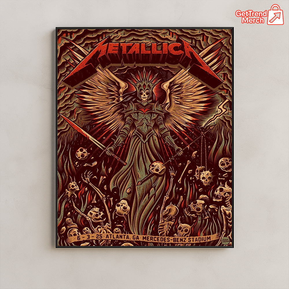 Metallica M72 Tour Atlanta Canvas Poster – June 3, 2025 “Tonight in Atlanta” Setlist Wall Art, Mercedes-Benz Stadium - Get Trend Merch