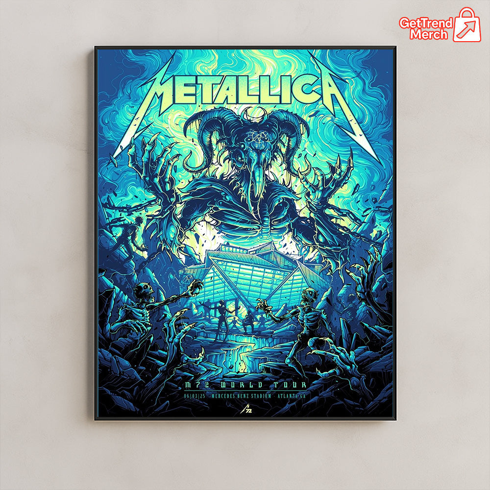 Metallica M72 Tour Atlanta Canvas Poster – June 3, 2025 “Tonight in Atlanta” Setlist Wall Art, Mercedes-Benz Stadium