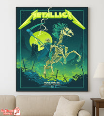 Metallica M72 Tour Canvas Poster – June 14, 2025 “Tonight in Houston” Concert Art Print, NRG Stadium by Vance Kelly