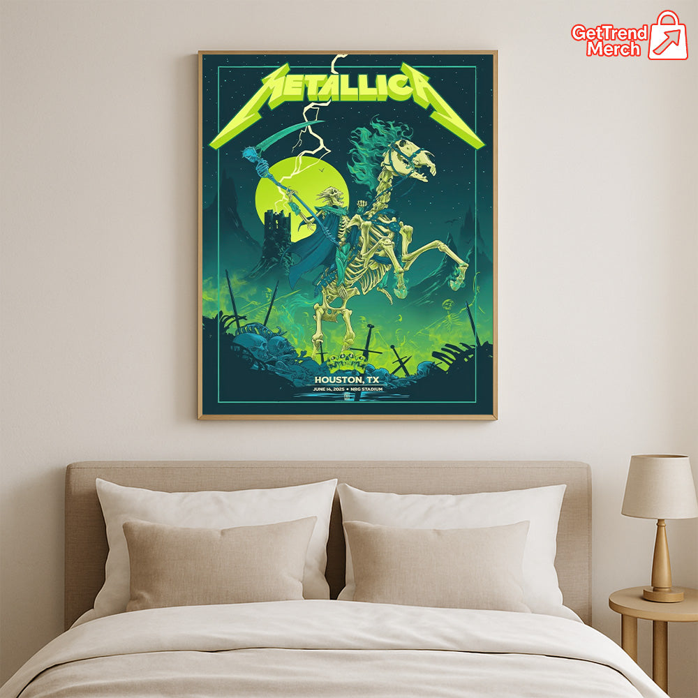 Metallica M72 Tour Canvas Poster – June 14, 2025 “Tonight in Houston” Concert Art Print, NRG Stadium by Vance Kelly - Get Trend Merch
