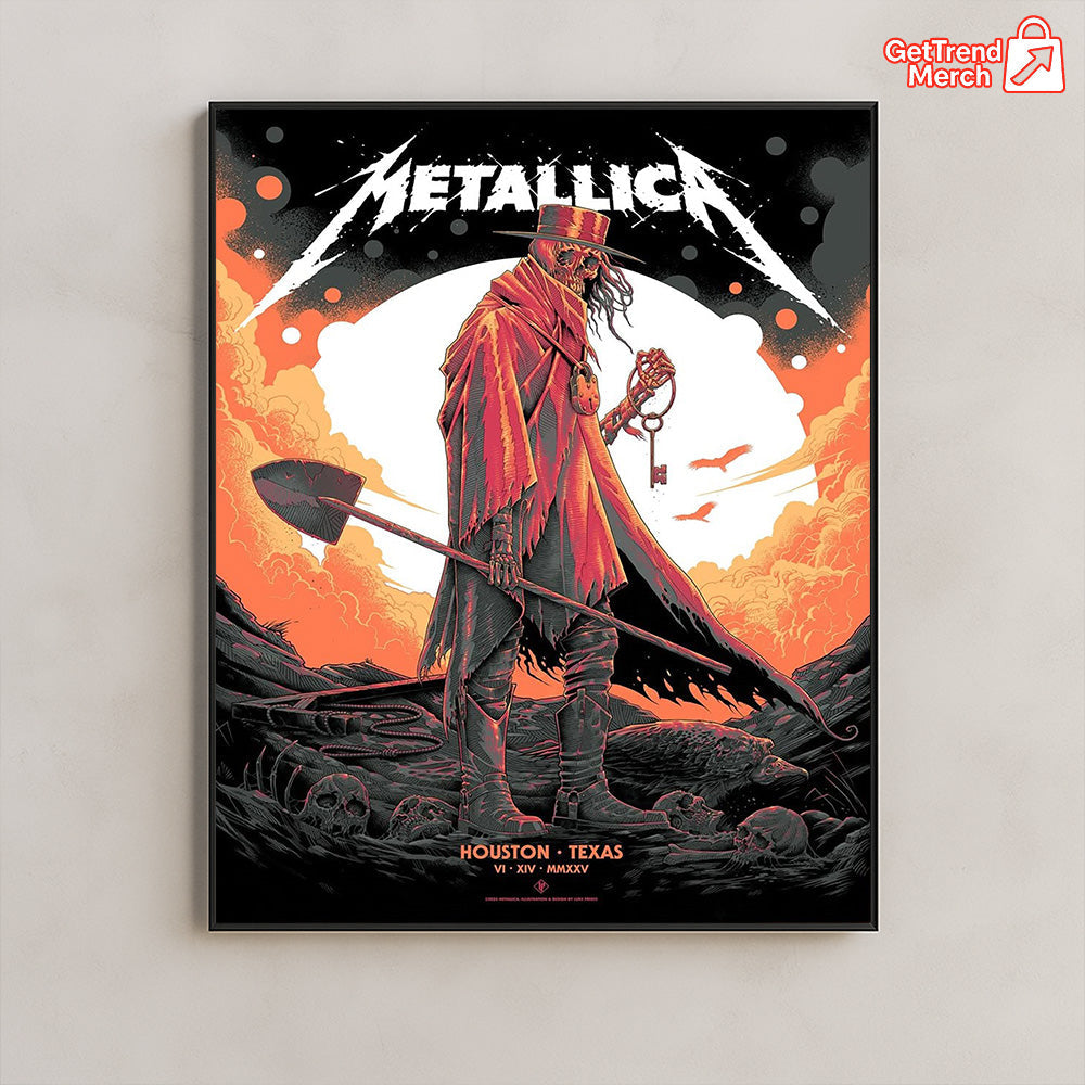 Metallica M72 Tour June 16 2025 Houston Texas NRG Stadium – Tonight In Houston Setlist Canvas Poster by Matt Ryan Tobin