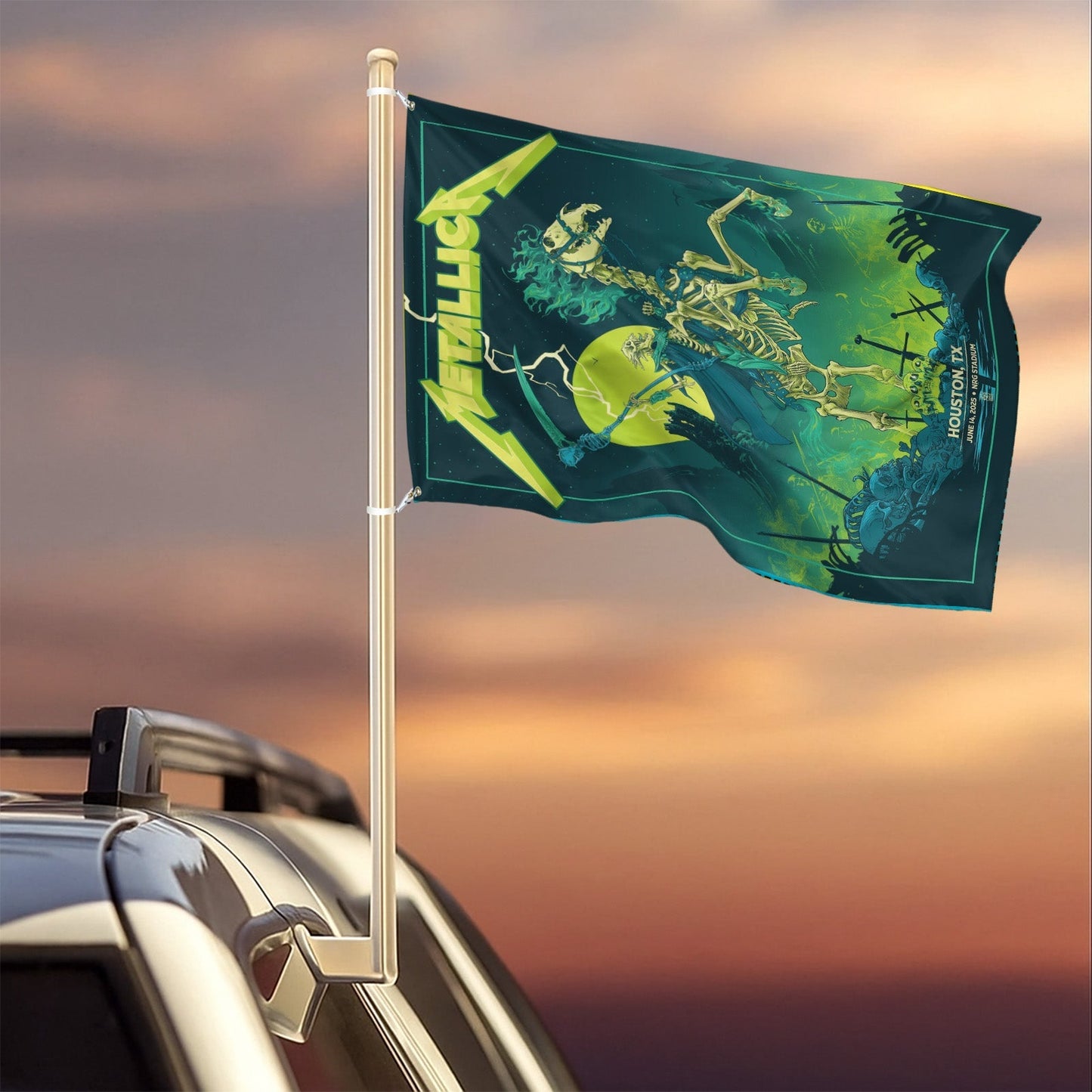 Metallica M72 World Tour 2025 Houston TX June 16 NRG Stadium 2-Sided House Flag - Get Trend Merch