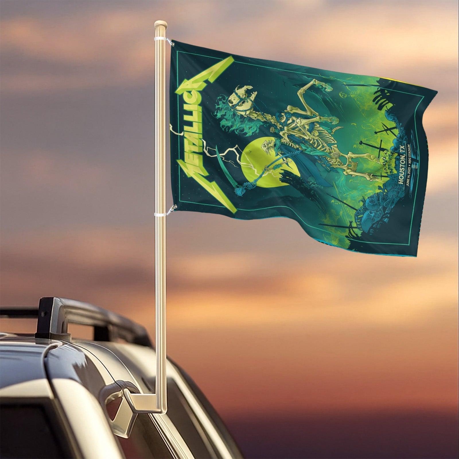 Metallica M72 World Tour 2025 Houston TX June 16 NRG Stadium 2-Sided House Flag - Get Trend Merch