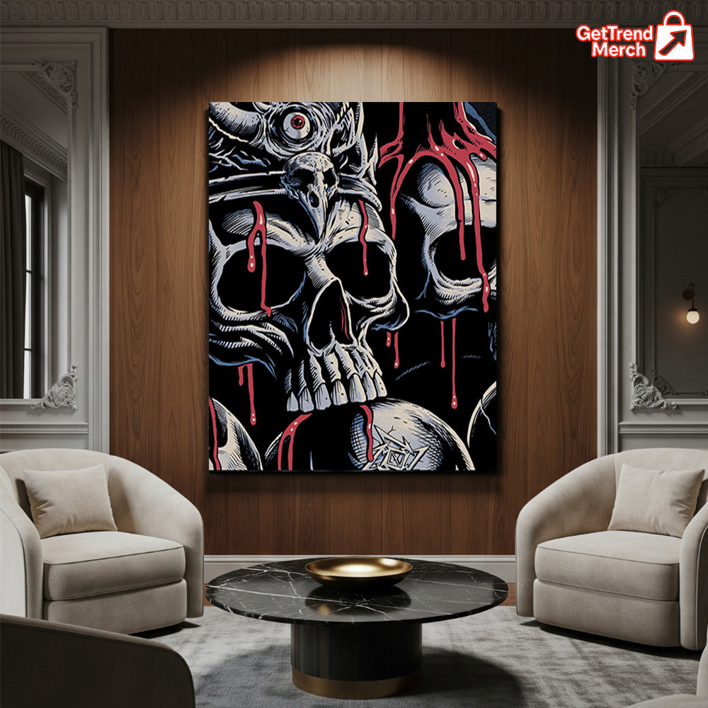 Metallica M72 World Tour 2025 Santa Clara Poster Canvas – Levi’s Stadium, Brandon Heart Skull Art