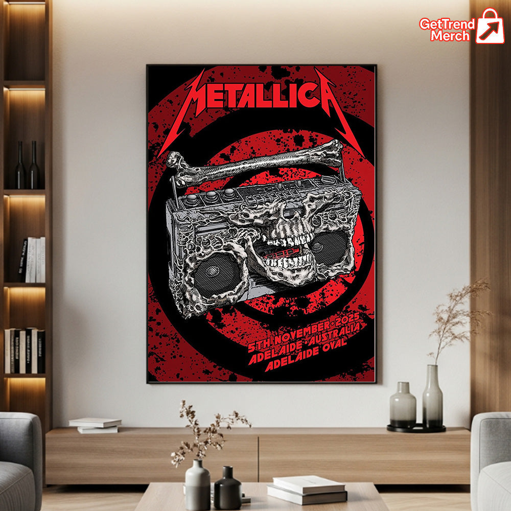 Metallica M72 World Tour – Adelaide, Australia – Adelaide Oval Stadium – Nov 5, 2025 Poster Canvas Wall Art