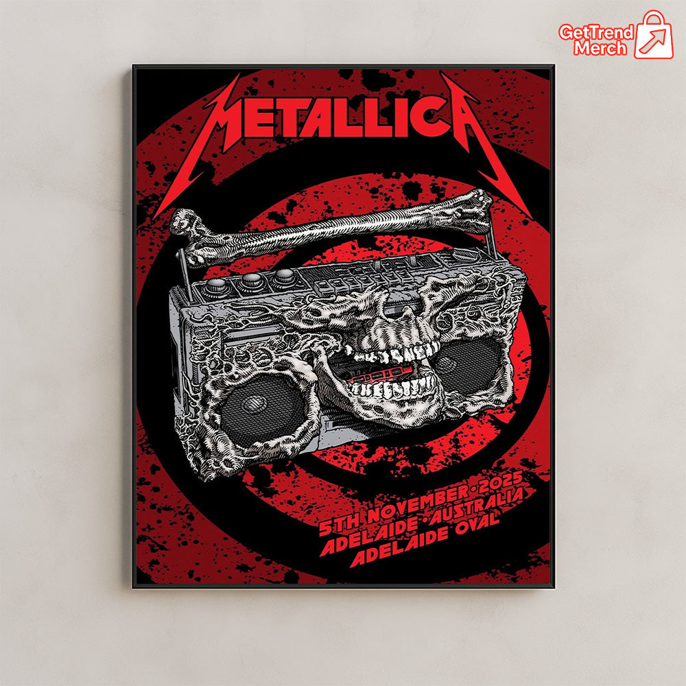 Metallica M72 World Tour – Adelaide, Australia – Adelaide Oval Stadium – Nov 5, 2025 Poster Canvas Wall Art