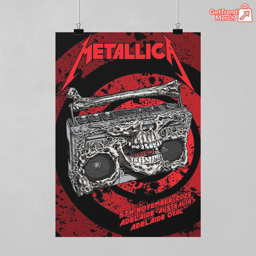 Metallica M72 World Tour – Adelaide, Australia – Adelaide Oval Stadium – Nov 5, 2025 Poster Canvas Wall Art