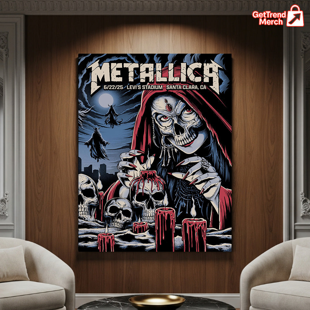 Metallica M72 World Tour – June 22, 2025 – Santa Clara, CA – Levi's Stadium – Night 2 Setlist Poster Canvas Wall Art - Get Trend Merch