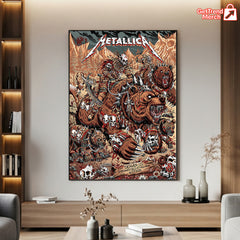 Metallica M72 World Tour – June 27, 2025 – Denver, CO – Empower Field at Mile High – Grizzly Bear War Setlist Poster Canvas Wall Art