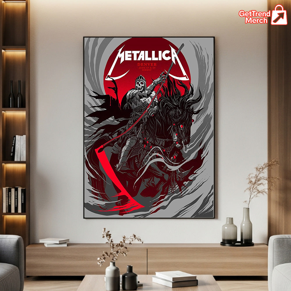 Metallica M72 World Tour June 27 & 29, 2025 Denver Empower Field at Mile High – Tonight In Denver Setlist Canvas Poster by Becky Cloonan - Get Trend Merch