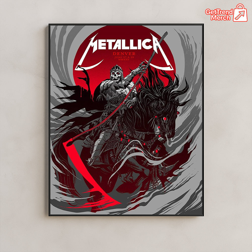 Metallica M72 World Tour June 27 & 29 2025 Denver Empower Field at Mile High – Tonight In Denver Setlist Canvas Poster by Becky Cloonan