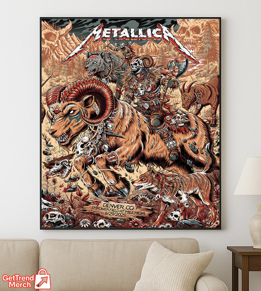 Metallica M72 World Tour – June 29, 2025 – Denver, CO – Empower Field at Mile High – Grizzly Bear War Setlist Poster Canvas Wall Art - Get Trend Merch