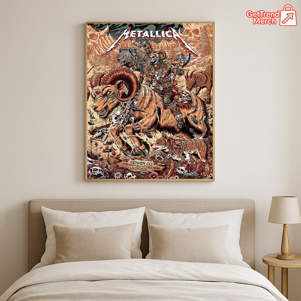 Metallica M72 World Tour – June 29, 2025 – Denver, CO – Empower Field at Mile High – Grizzly Bear War Setlist Poster Canvas Wall Art - Get Trend Merch