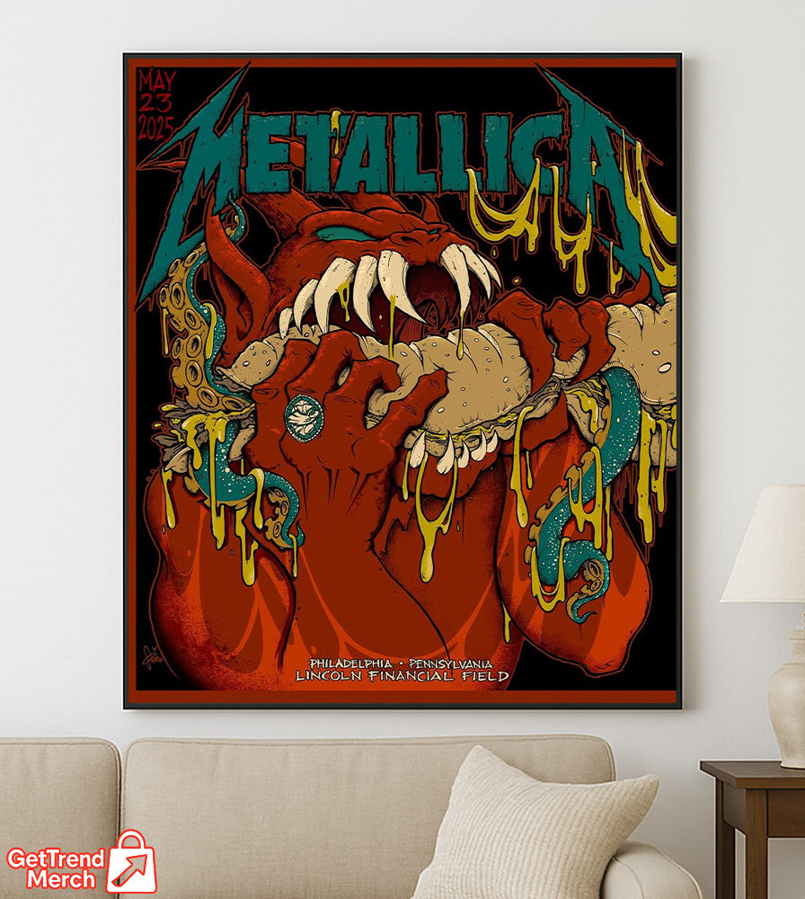 Metallica M72 World Tour May 23, 2025 Philadelphia, PA Lincoln Financial Field – Devil Hot Dog Snake Poster Canvas Wall Art - Get Trend Merch
