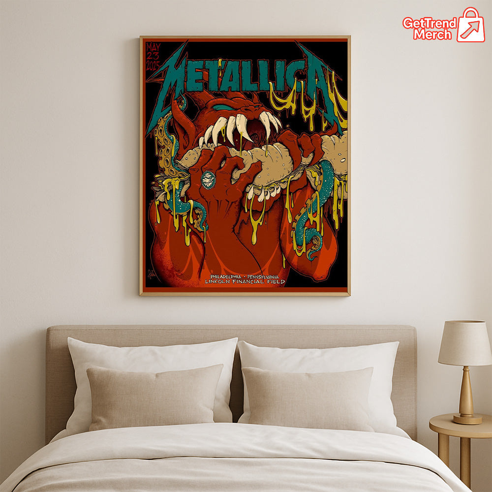 Metallica M72 World Tour May 23, 2025 Philadelphia, PA Lincoln Financial Field – Devil Hot Dog Snake Poster Canvas Wall Art - Get Trend Merch