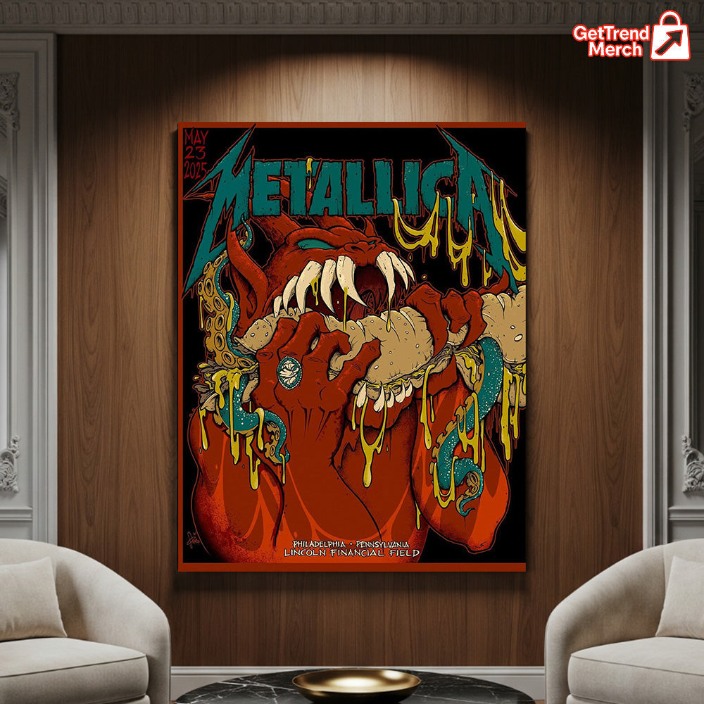 Metallica M72 World Tour May 23, 2025 Philadelphia, PA Lincoln Financial Field – Devil Hot Dog Snake Poster Canvas Wall Art - Get Trend Merch