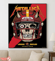 Metallica M72 World Tour May 28, 2025 Landover, MD Northwest Stadium – Skull Football Helmet Poster Canvas Wall Art