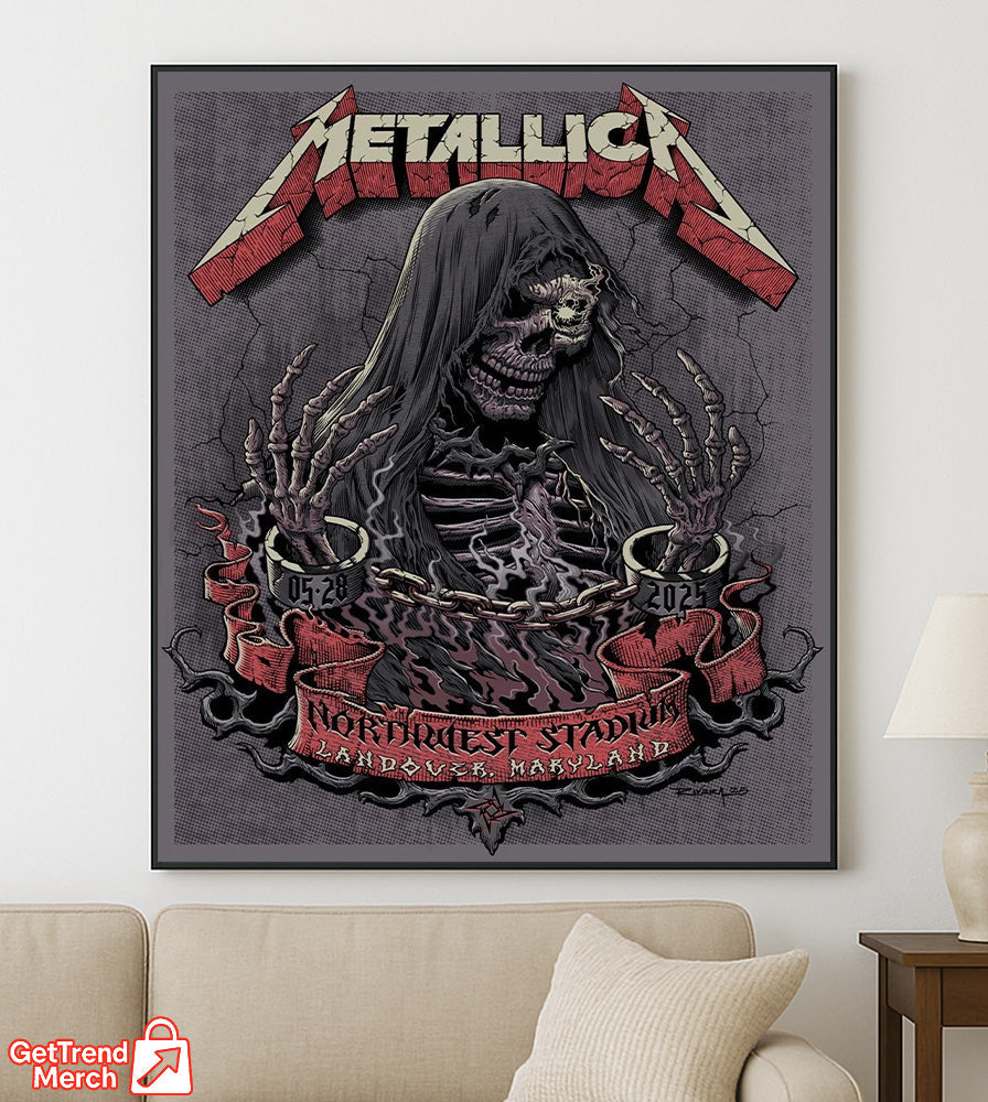 Metallica M72 World Tour May 28, 2025 Landover, MD Northwest Stadium – Tonight in Landover Setlist Poster Canvas Wall Art