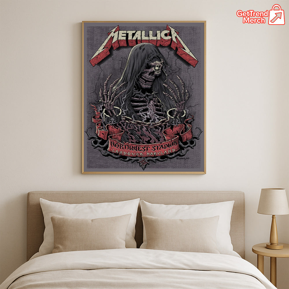 Metallica M72 World Tour May 28, 2025 Landover, MD Northwest Stadium – Tonight in Landover Setlist Poster Canvas Wall Art