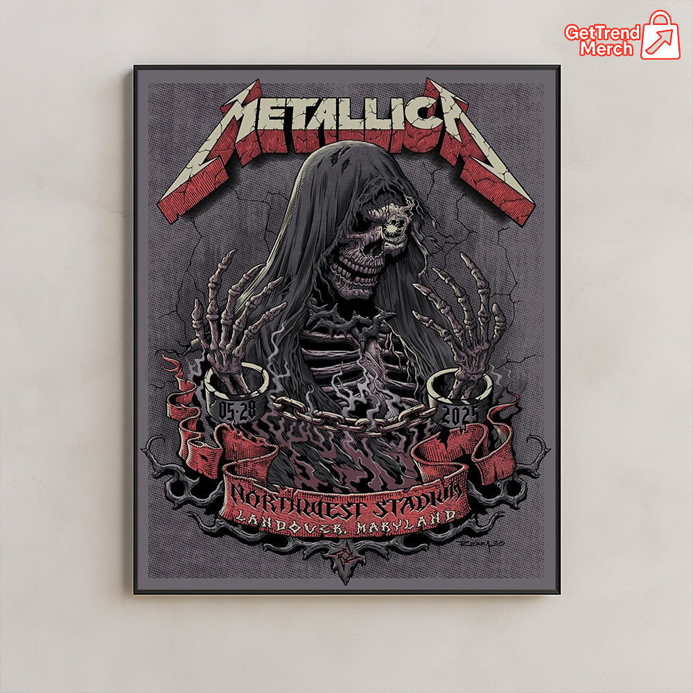 Metallica M72 World Tour May 28, 2025 Landover, MD Northwest Stadium – Tonight in Landover Setlist Poster Canvas Wall Art