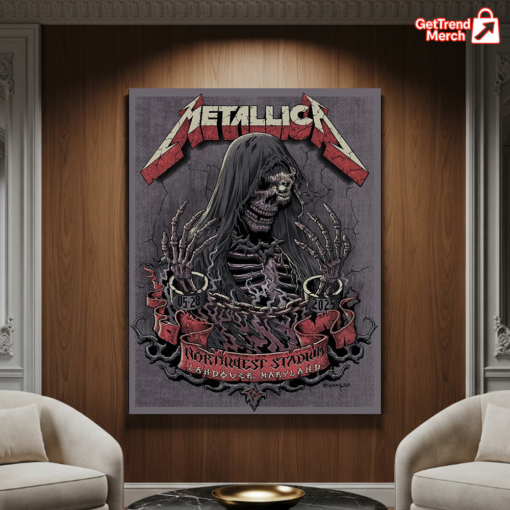 Metallica M72 World Tour May 28, 2025 Landover, MD Northwest Stadium – Tonight in Landover Setlist Poster Canvas Wall Art