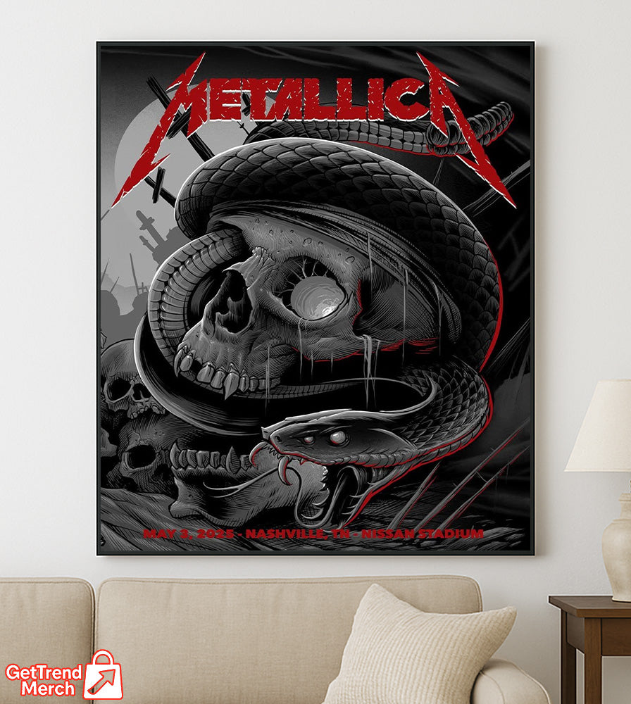 Metallica M72 World Tour May 3, 2025 Nashville, TN Nissan Stadium – Tonight in Tennessee Setlist Poster Canvas Wall Art