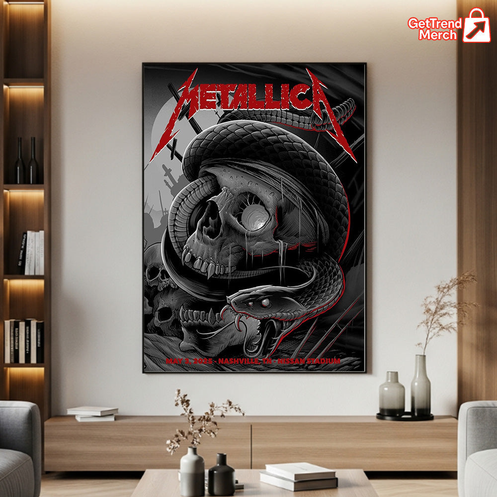 Metallica M72 World Tour May 3, 2025 Nashville, TN Nissan Stadium – Tonight in Tennessee Setlist Poster Canvas Wall Art