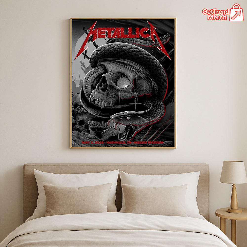 Metallica M72 World Tour May 3, 2025 Nashville, TN Nissan Stadium – Tonight in Tennessee Setlist Poster Canvas Wall Art - Get Trend Merch