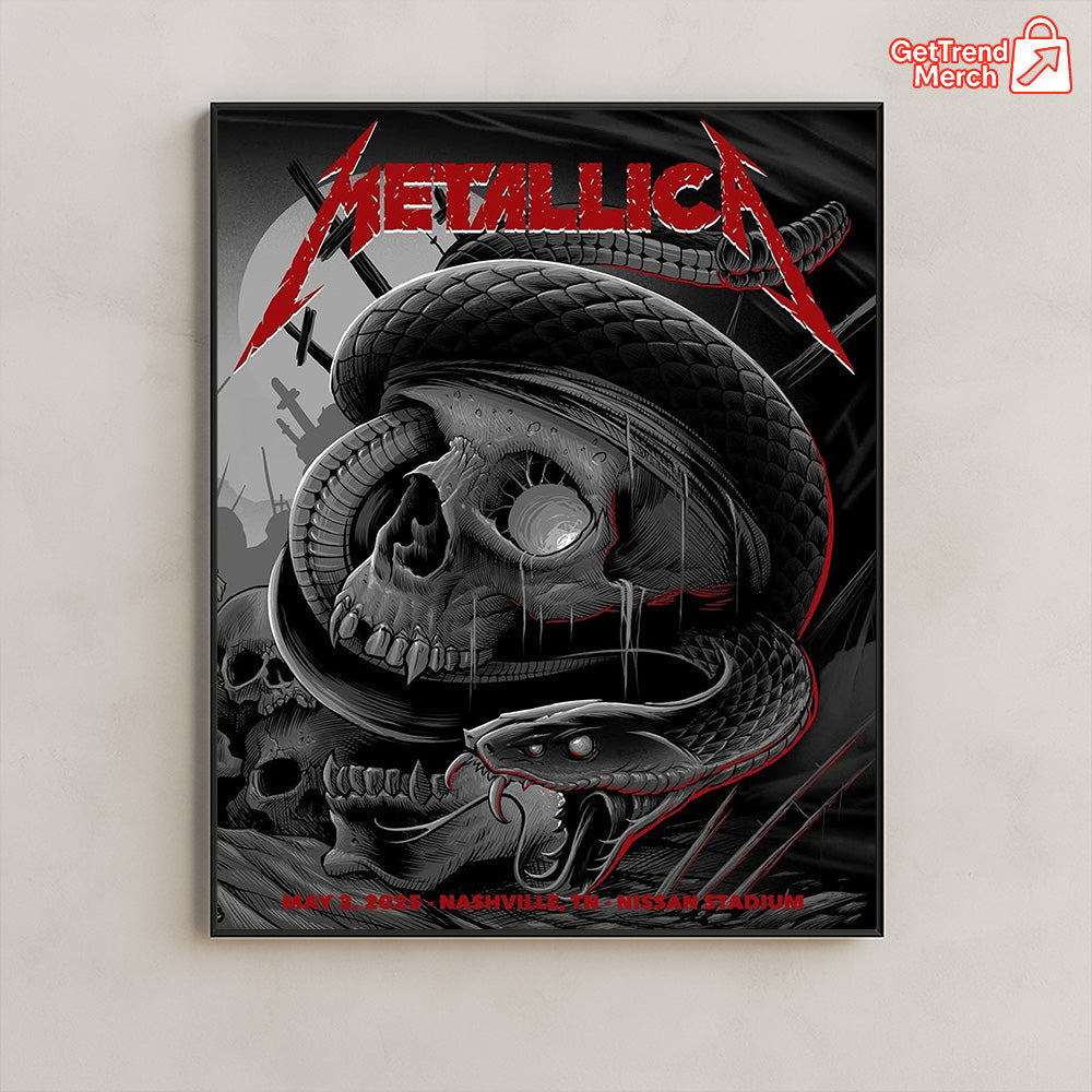 Metallica M72 World Tour May 3, 2025 Nashville, TN Nissan Stadium – Tonight in Tennessee Setlist Poster Canvas Wall Art