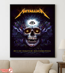 Metallica M72 World Tour May 31 2025, Charlotte NC Bank of America Stadium - Skull Eye Poster Canvas Wall Art