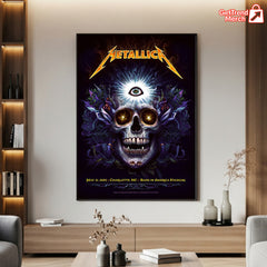 Metallica M72 World Tour May 31 2025, Charlotte NC Bank of America Stadium - Skull Eye Poster Canvas Wall Art