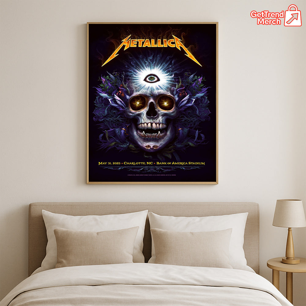 Metallica M72 World Tour May 31 2025, Charlotte NC Bank of America Stadium - Skull Eye Poster Canvas Wall Art