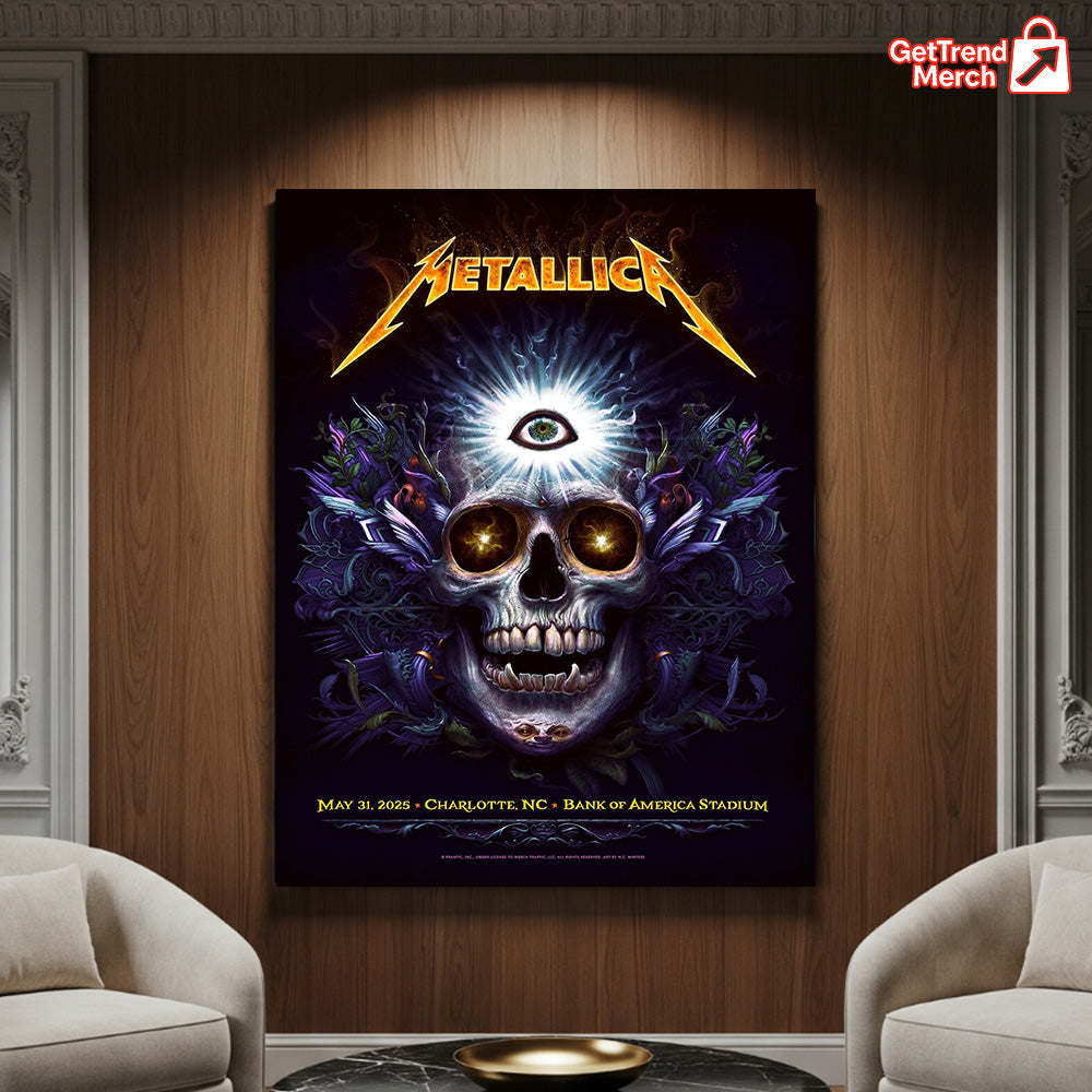 Metallica M72 World Tour May 31 2025, Charlotte NC Bank of America Stadium - Skull Eye Poster Canvas Wall Art