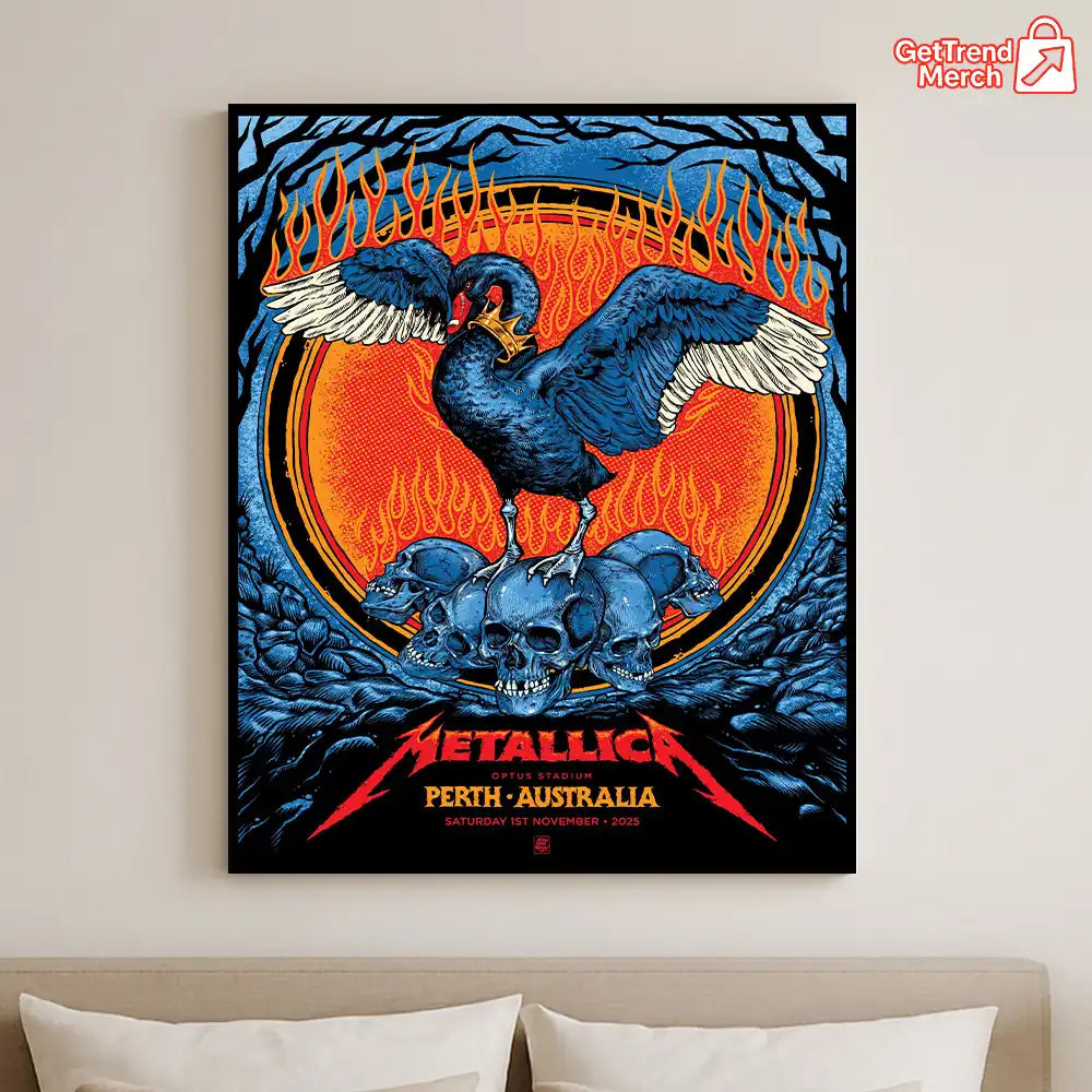Metallica M72 World Tour November 1 2025 Perth Australia Optus Stadium Poster Canvas Wall Art