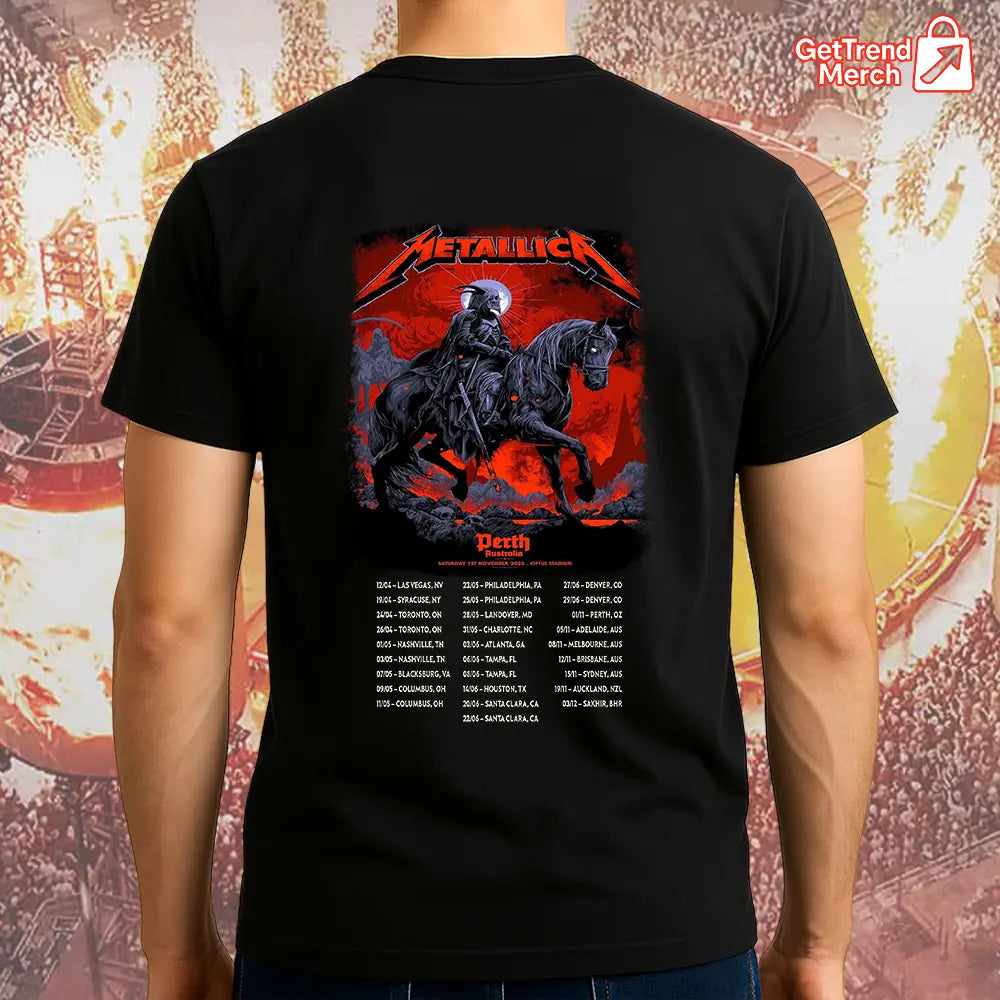 Metallica M72 World Tour November 1, 2025 Perth, Australia - Optus Stadium Tour Shirt