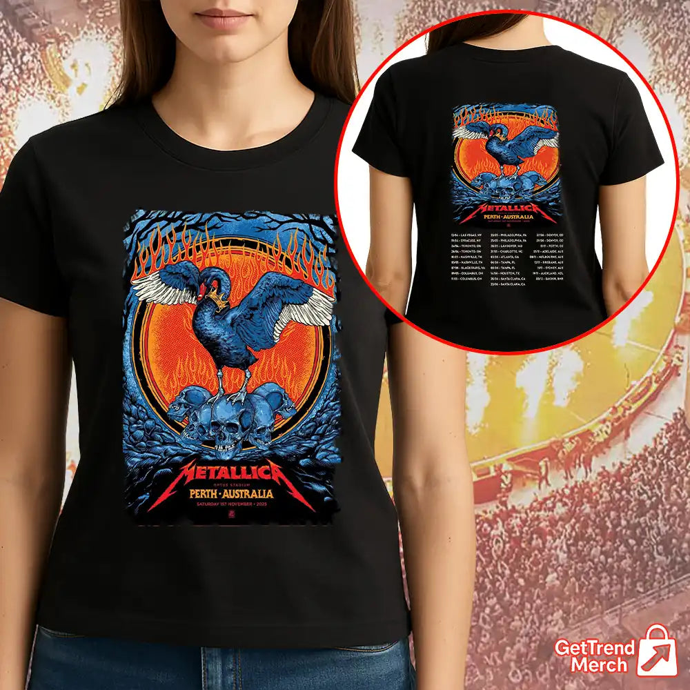 Metallica M72 World Tour November 1, 2025 Perth, Australia - Optus Stadium Tour Shirt