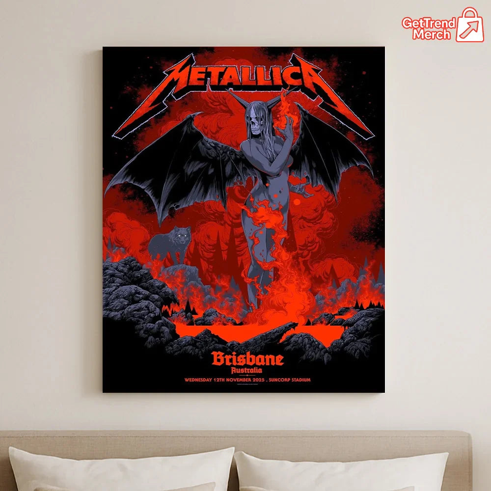 Metallica M72 World Tour November 12, 2025 Brisbane, Australia - Suncorp Stadium Poster Canvas Wall Art